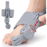 Bunion Corrector for Women &amp; Men - Adjustable Nighttime Big Toe Straightener Bunions Splint with ABS Support for Hallux Valgus Relief Hammer Toe Brace Sleeping Home Use Left/Right Feet - 1PC Grey
