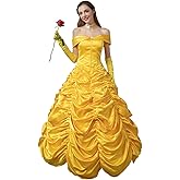 CosFantasy Women Princess Dress Yellow Ball Gowns Dress Princess Cosplay Dress for Halloween Party Dancing