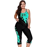 LALAGEN Womens Plus Size Swimsuits 2026 Modest Rash Guard Capris Tankini Bathing Suits Two Piece Bathing Suit Swimwear