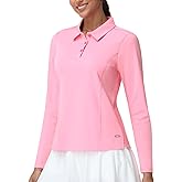 MIER Long Sleeve Polo Shirts for Women Quick Dry Collared Golf Tops for Athletic Tennis Work, Inherent UPF 50+ Sun Protection