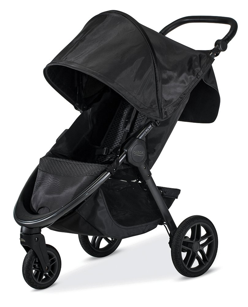 Britax B-Free Stroller, Midnight - All Terrain Tires, Adjustable Handlebar, One Hand Fold, Large UV50 Canopy
