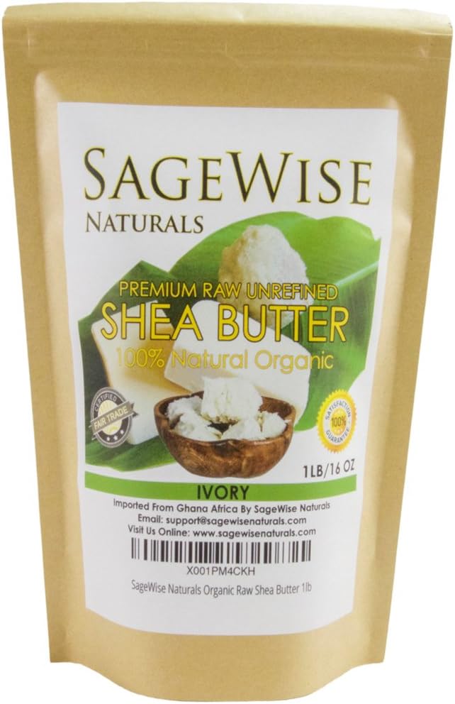 SageWise Naturals Unrefined Organic - African - Pure - Raw Shea Butter 1lb/16oz