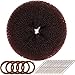 Teenitor Extra-large Hair Donut Bun for Ballet Bun, 5 Pieces Cotton hair bands, 20 Pieces Hair Bobby Pins, Brown