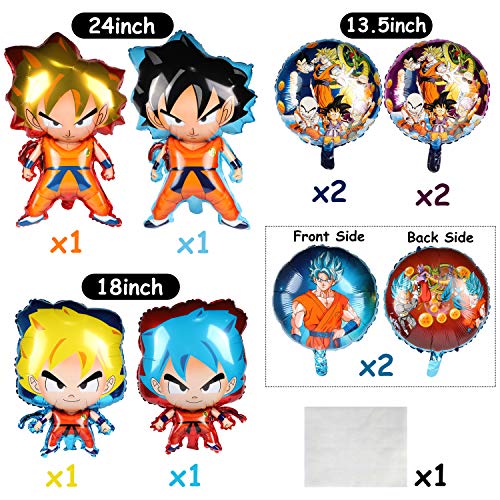 PANTIDE 10Pcs Dragon Ball Z Balloons, Double Sided DBZ Super Saiyan Goku Gohan Character Party Decorations, Birthday Celebration Foil Balloon Set, Dragon Ball Z Birthday Party Supplies Party Favors