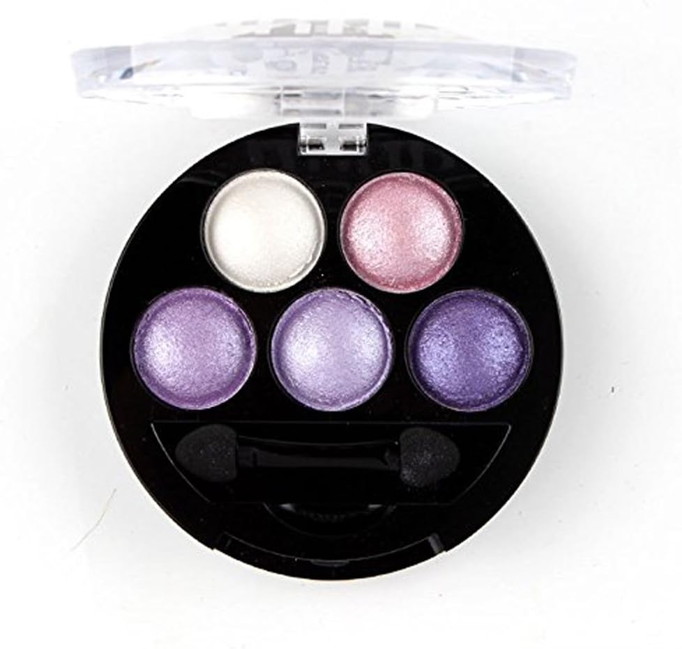 HugeStore 5 Colors Glitter Eyeshadow Eye Shadow Powder Palette Shimmer Metallic Purple