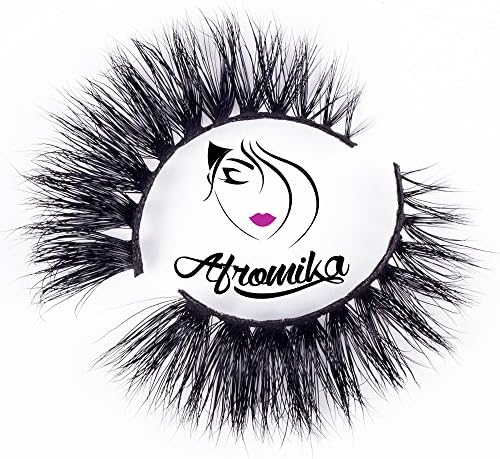 3D Mink Winged Fake Eyelashes by Afromika Wispies Thick Sexy Look Handmade Reusable For Makeup 1 Pair Pack in Style LA