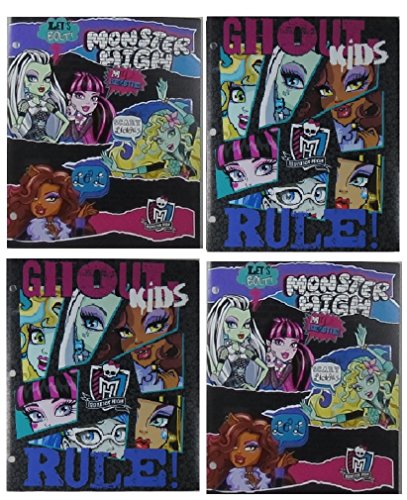 Monster High 4 Poly Plastic Portfolio Folder Set
