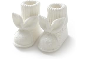 Wugugu Baby Booties Newborn First Walkers Soft Knit Boots Warm Knitted Crib Shoes for Boy Girl Crochet Infant Sock