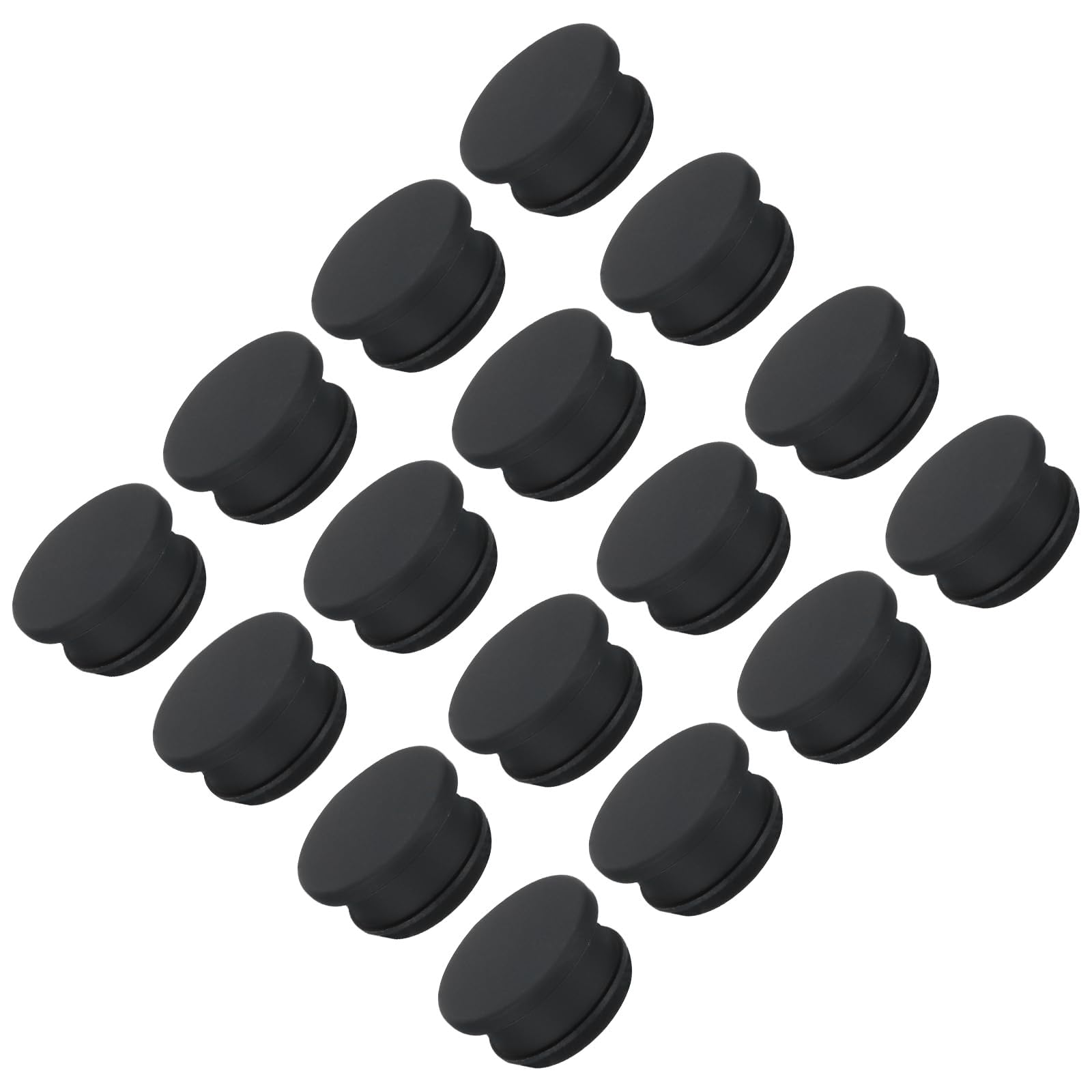 TOP-VIGOR 16Pcs Silicone Snap in Locking Hole Plugs, 21mm Diameter Hole Stoppers, Rubber Panel Seal Cover Flush Type Panel Round for Kitchen Rubber Bulkheads Waterproof Sealing Plugs, Black