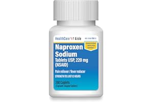 HealthCareAisle Naproxen Sodium, 220 mg - 200 caplets - Pain Reliever and Fever Reducer, Up to 12 Hours of Relief