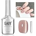 GAOY Glassy Cat Eye Gel Nail Polish, 16ml Glitter Holographic Nail Polish with Magnet, Reflective Translucent UV Gel, 2062 Pale Blush