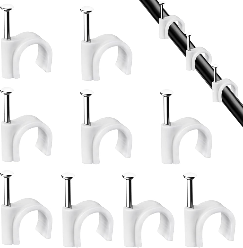 Abnii Cable Clips 7mm 100pcs Nail Style Wire Organizer White