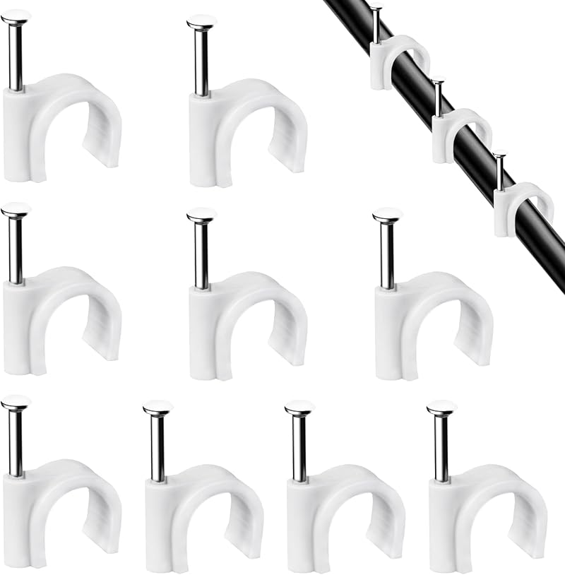 Abnii Cable Clips 7mm 100pcs Nail Style Wire Organizer White