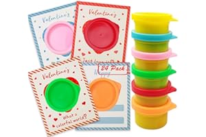 QINGQIU 24 Pack Valentines Cards with Play Dough Toys for Kids School Class Classroom Valentines Day Gifts Prizes Party Favors