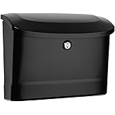 Architectural Mailboxes Princeton Locking Wall Mount Mailbox, Black, Medium | Galvanized steel build with a steel cam lock and key drop box and weather-resistant outdoor construction.