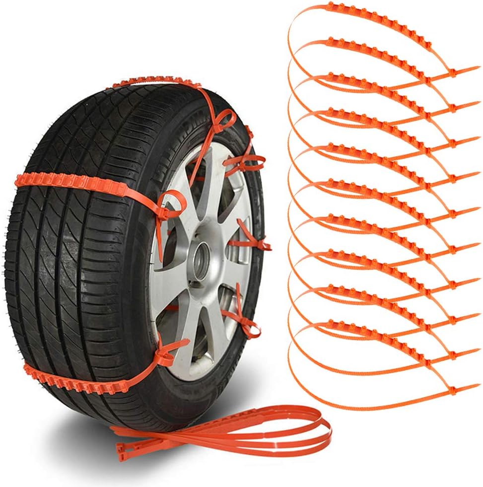 Amazon Liuzhuo タイヤチェーン 非金属 ジャッキアップ不要 スノーチェーン 10本 防災応急 雪チェーン 冬季の必需品 車用チェーン 雪道 凍結 事故 悪路 防止 滑り止め サイズ調節可能 165mm 265mmまでに対応 タイヤチェーン 車 バイク
