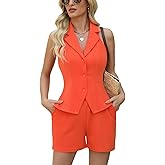 Women's Summer 2 Piece Blazer Outfits Sleeveless Halter Vest Shorts Sets Sexy Casual Vacation Outfits 2025
