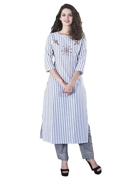 Straight Cotton Kurtis for Women (Gray)