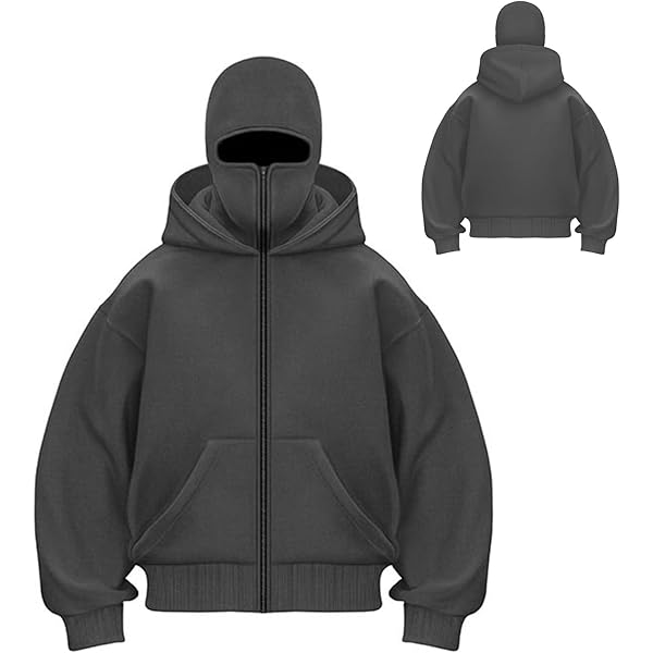 Balaclava Hoodie with Built In Balaclava, Double Hooded Zip