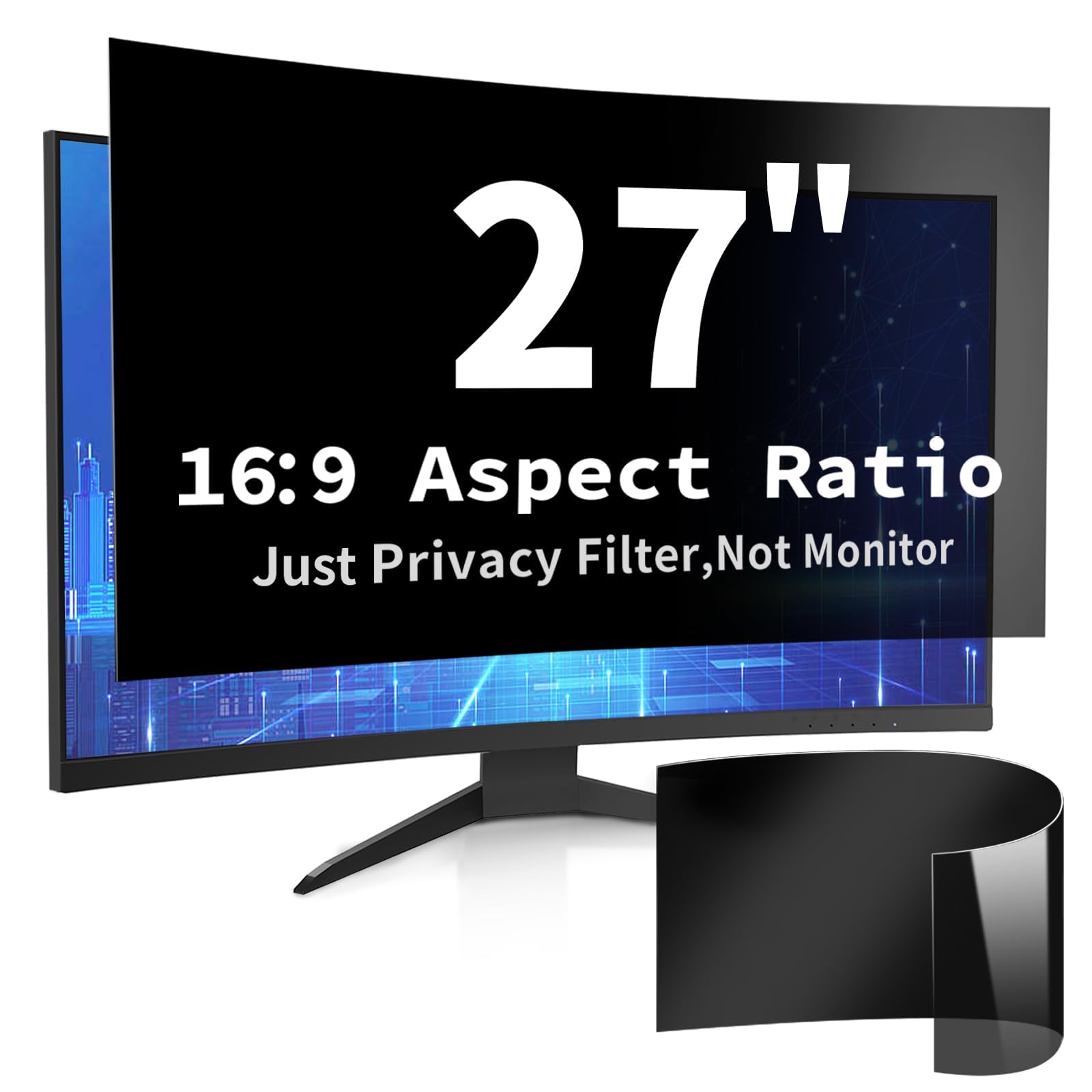 DEJIMAX 27 Inch Computer Privacy Screen Filter for 16:9 Widescreen Monitor, Anti Glare and Blue Light, PC Monitor Screen Privacy Shield,Anti Spy Screen Protector Film