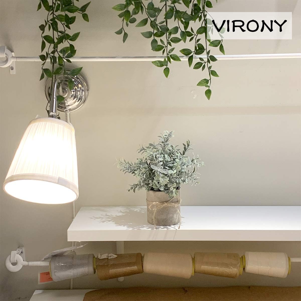 VIRONY Mini Potted Artificial Plants Plastic Fake Plants Faux Green Grass Topiary Shrubs for Home Bathroom Office Desk Decor Set of 3 Pack -