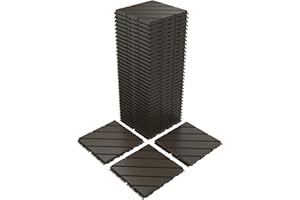 VANCASTLE Plastic Interlocking Deck Tiles, 11.8"x11.8"(Pack of 36), Patio Flooring Outdoor Waterproof All Weather Use, Outdoor Flooring for Patio Garden Poolside Front/Back Yard, Dark Coffee