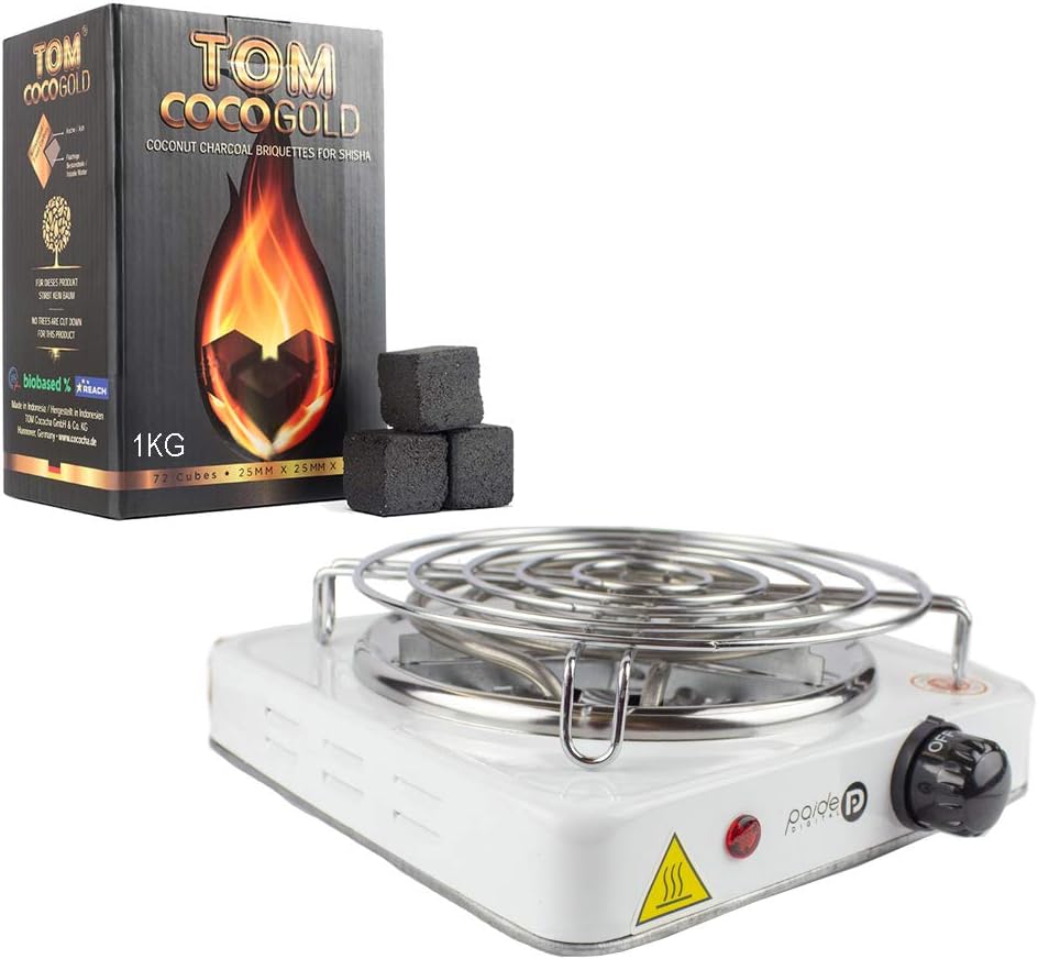 [PACK] 1kg CARBÓN para cachimba TOM COCOCHA PREMIUM GOLD, HORNILLO encendedor cachimba bajo consumo