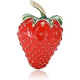 3D Sweet Strawberry Enamel Brooch For Women Red Strawberry Pin Brooch Fruit Brooches Fashion Dainty Fruit Lapel Pin Badge Jewelry Gift