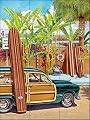 Beach Access by Evelyn Jenkins Drew - Tropical Surfboard Ceramic Tile Mural 12.75" x 17" Kitchen Shower Backsplash