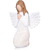 White Praying Angel Figurine – Hand-Painted Guardian Angel Statue, Sympathy and Healing Gift for Women, Spiritual Home Accent for Remembrance or Comfort, Memorial Figurine, Baptism, Confirmation Gift