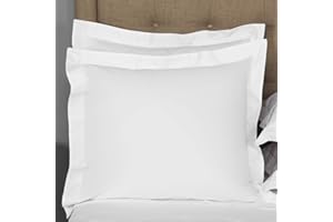 CROWN COLLECTION European Square Pillow Shams Set of 2 White 600 Thread Count 100% Natural Cotton Pack of Two Euro 26 x 26 Pillow Shams Cushion Cover, Cases Super Soft Decorative White, European 26''x26''