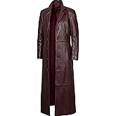 Leather Trench Coat Mens Real Lambskin Leather Duster Long Jacket Full Length Classic Overcoat Winter Outwear