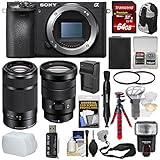 Sony Alpha A6500 4K Wi-Fi Digital Camera Body with 18-105mm f/4 &amp; 55-210mm Lenses + 64GB Card + Backpack + Flash + Battery &amp; Charger Kit