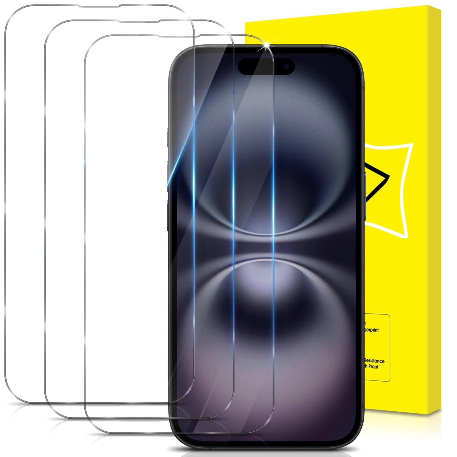 GiiYoon-3 PACK Screen Protector for iPhone 16 Plus Tempered Glass [HD Full Coverage] [Easy Installation] [Round Edge] [Scratch Resistant] [9H Hardness]
