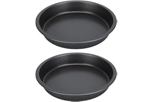 2PCS Deep Dish Pizza Pan, Non Stick Chicago Pizza Pan Carbon Steel Pie Baking Tray for Home Kitchen Bakeware Bread Cake Handm
