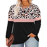 RITERA Plus Size Tops for Women Long Sleeve Casual Tunic Shirts Round Neck Pullover Tees XL-5XL