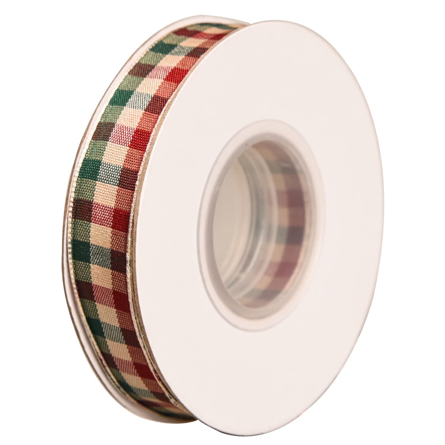 XNHIU Tartan Ribbon - 20 Yards x 25mm, Country Tartan, Christmas Tree Bow, Floral Arts DIY