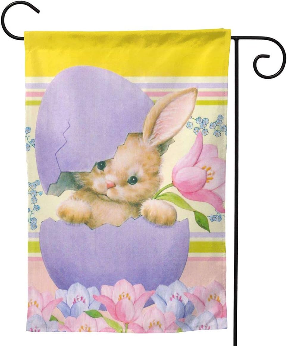 Shark Love Easter Colored Eggs Born Rabbit Seasonal Family Welcome Double Sided Garden Flag Outdoor Funny Decorative Flags for Garden Yard Lawn Decor Party Gift Many Sizes