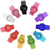 HSW Slap on Watch Silicone Quartz Number Fashion Watch Sport Wrist Band for Children Boy Girl Lady Women Men Unisex Snap Kids Watches