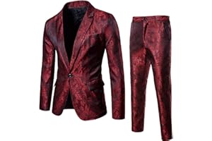 Cloudstyle Mens 2 Piece Paisley Dress Suit One Button Party Wedding Blazer Pants Sets