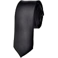 TOPTIE Men's Skinny Solid Knit Tie - 2 Inch Wide Square End Polyester Necktie In White