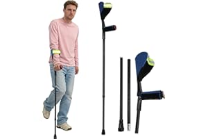 Forearm Crutches for Adults, Adjustable Adult Crutches with Cuffs, Elbow Cushion, Grip Cushion, Aluminum Lightweight Arm Crut
