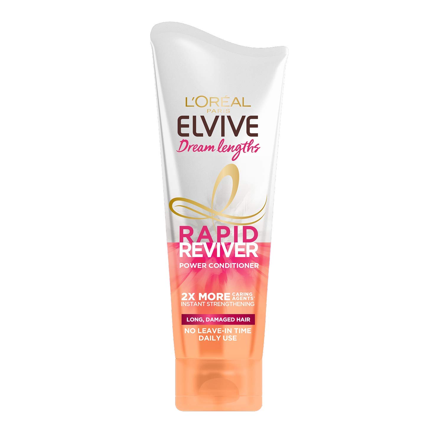 L'Oreal Paris Elvive Dream Lengths Rapid Reviver Power Conditioner, Nourishing & Strengthening Treatment, Enriched with Castor Oil, For Long, Damaged Hair 180ml