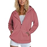 SMENG Womens Zip Up Hoodies Long Sleeve Fit Hooded Sweatshirts Fleece Lined 2026 Casual Lightweight Jacket