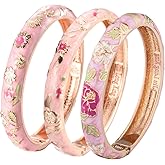 UJOY Womens Multi-colors Cloisonne Bracelet Gold Plated Flower Hollowed Enameled Hinged Cuff Bangles Jewelry Gift 88A10