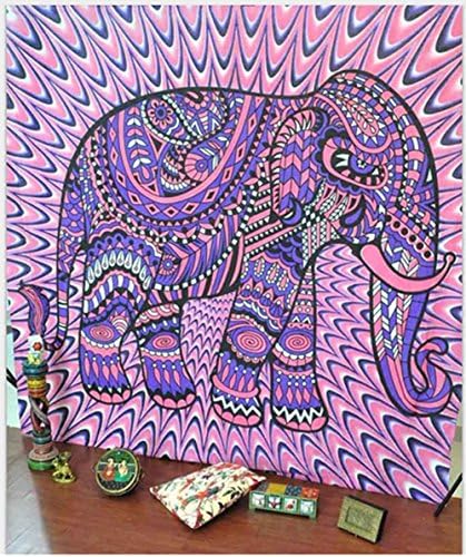 Singyico Indian Elephant Tapestry, Hippie Tapestries, Tapestry Wall Hanging, Indian Black &amp; White Tapestry , Bohemian Dorm Decor Mandala Tapestries (210150CM（8360inch）, E-Pink)