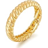 MUYAN Polished Chunky Hinged Bangle Bracelet for Women Trendy Twisted Statement Cuff Bracelet Fashion Jewelry