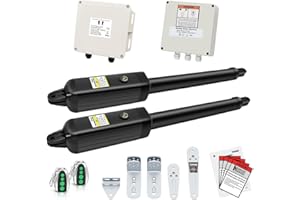 TOPENS PW302 Dual Swing Gate Opener Light Duty Automatic Gate Motor for Double Swing Gates Up to 12ft per Arm, Electric Driveway Gate Operator AC Powered with Remote Control Kit Solar Compatible