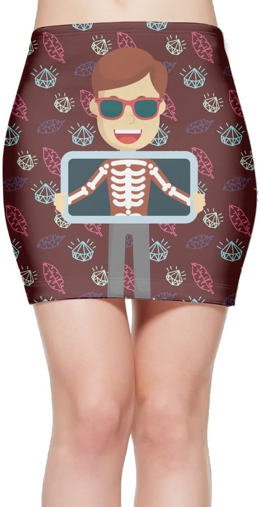 R62f Skirt X Ray Human Skeleton Womens Classic Above The Knee Stretchable Bodycon Short Pencil Skirt