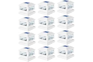 POWGDLT Solar Post Lights Outdoor, 20LM Solar Fence Cap Lights, Waterproof, 2 Light Modes, fit 3.5x3.5in 4x4in 5x5in Wooden Post, Solar Power Deck Light for Garden Deck Patio Decoration(White 12Pack)